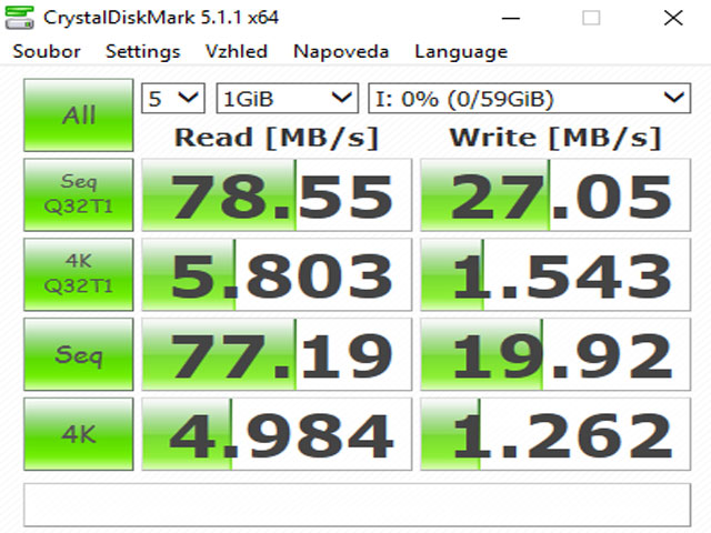 CrystalDiskMark 5.1.1 druhý test