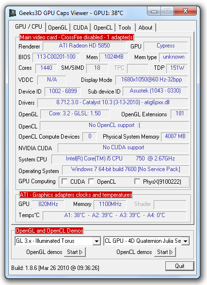 Gpu Caps Viewer 1.8.6 s podporou Fermi