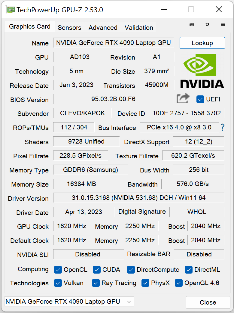 Notebook Eurocom Raptor X17: Core i9-13900HX a RTX 4090