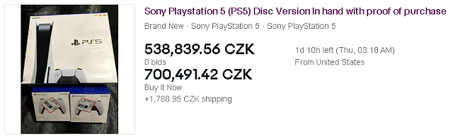 Absurdní cena PS5 na eBay