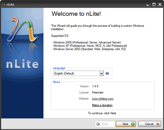 nLite: Instalace Windows XP SP3 na míru