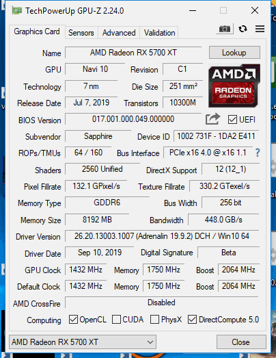 Test Sapphire Pulse RX 5700 XT OC 8GB: Navi 10 dobře a levně