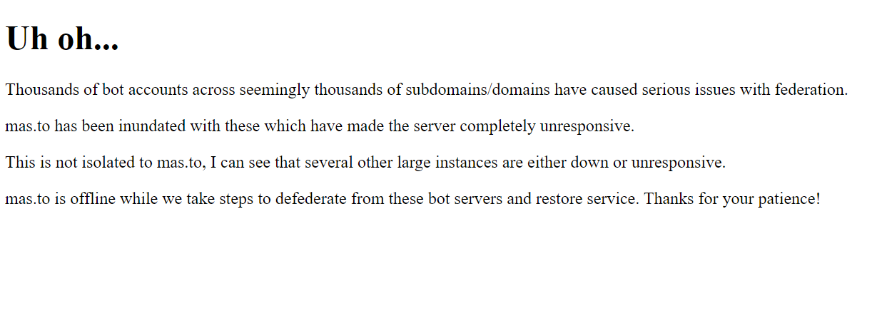 Mas.to byli nuceni v pátek odstavit server