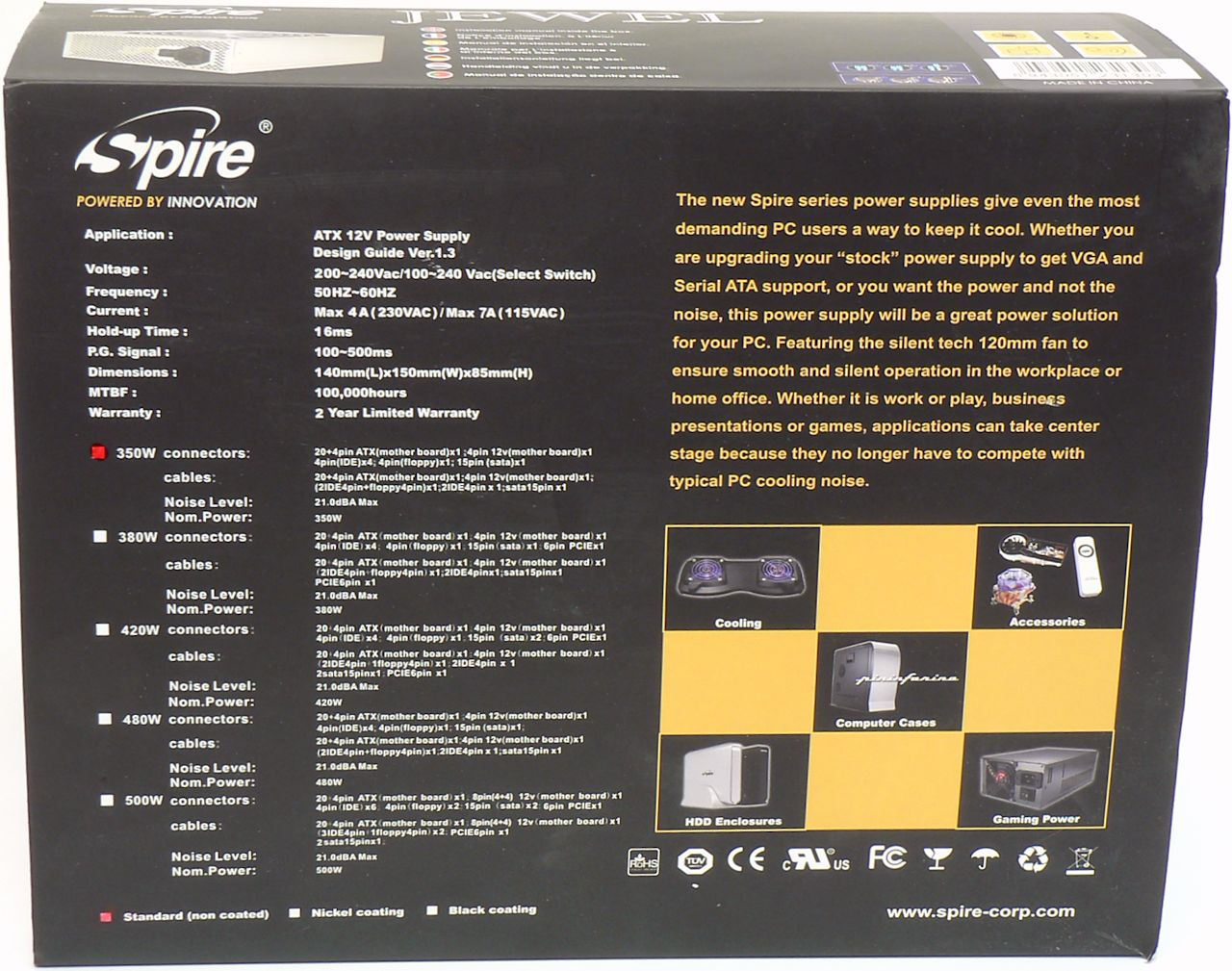 Spire Jewel 350 W (SP-ATX-350WT-PFC): „šperk“ za 500 