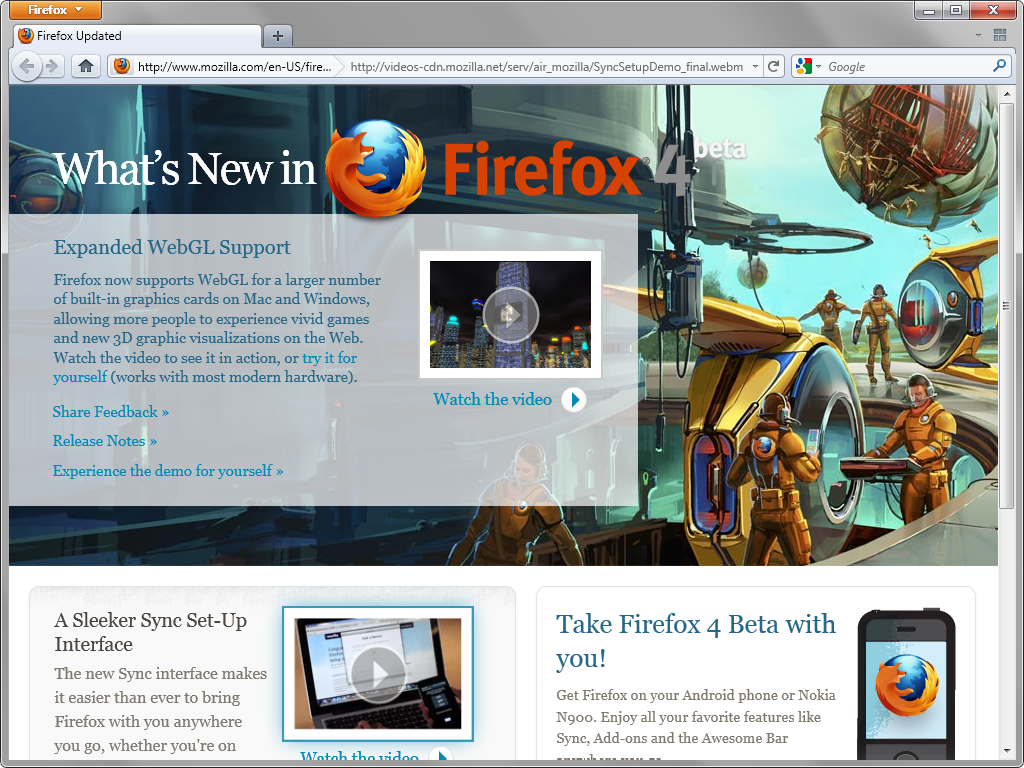 Nová betaverze Firefoxu v4.0 vylepšuje podporu WebGL