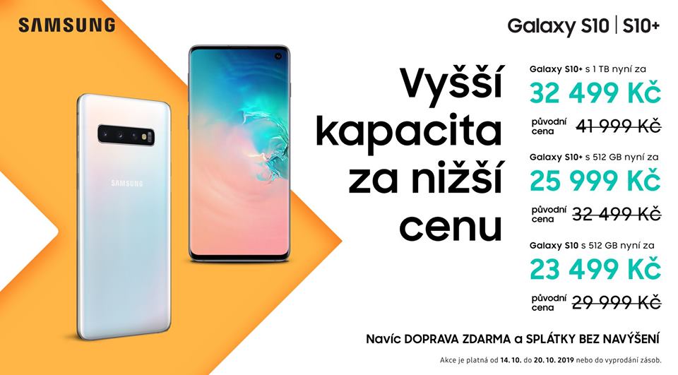 Samsung dočasně zlevňuje telefony Galaxy S10 a S10+ s 512GB a 1TB pamětí