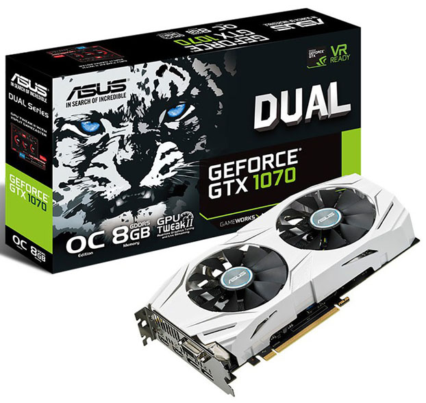 Asus GeForce GTX 1070 DUAL: Pascal v bílém kabátě se dvěma větráky