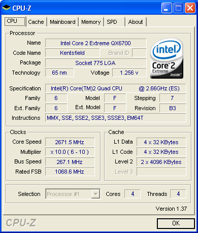 Intel Core 2 Extreme QX6700 - 4 jádra v akci