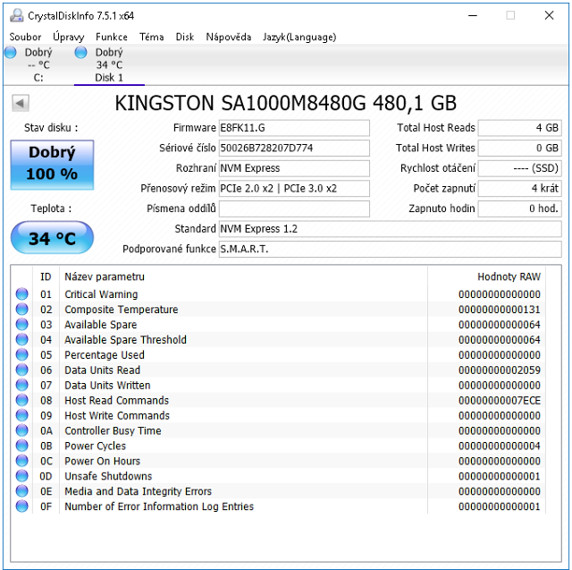 SSD Kingston A1000 a UV500 (480 GB) ve dvaceti aplikacích