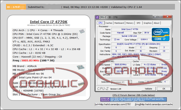 Procesor Intel Haswell byl přetaktován na 5 GHz s napětím okolo 1 V