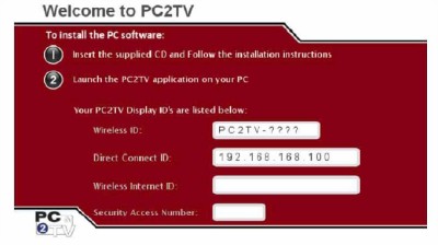 Wireless PC2TV - dálkový přenos obrazu z PC
