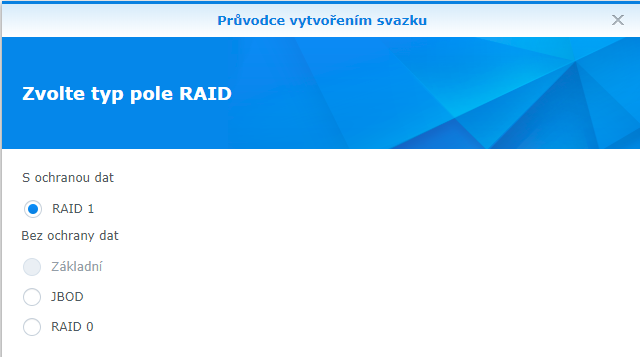 Výběr typu RAID