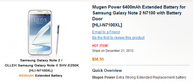 Mugen Power bude prodávat brutální 6400mAh baterii pro Samsung Galaxy Note II