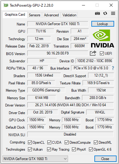 Grafické jádro TU116 na GTX 1660 Ti