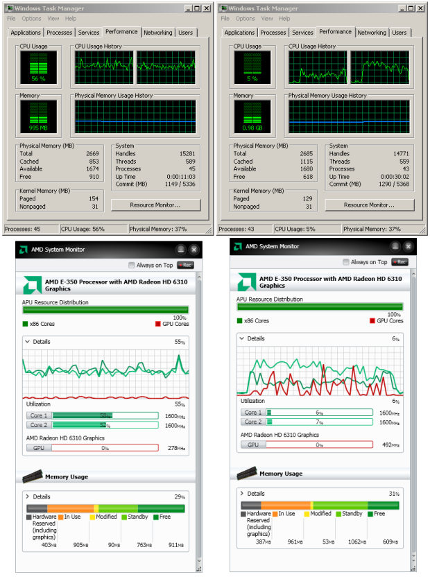 AMD E-350 Zacate proti Intelu Atom D525 s ION 2