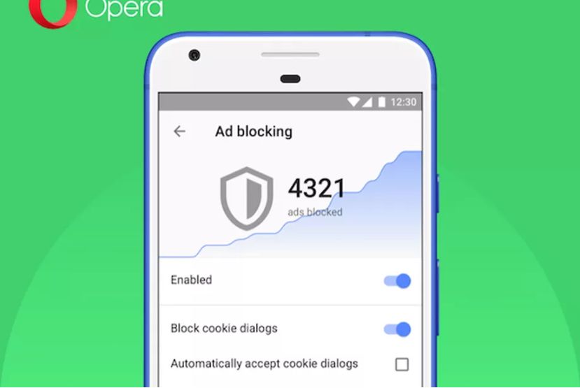 Opera ve své Android aplikaci blokuje upozornění o používání cookie