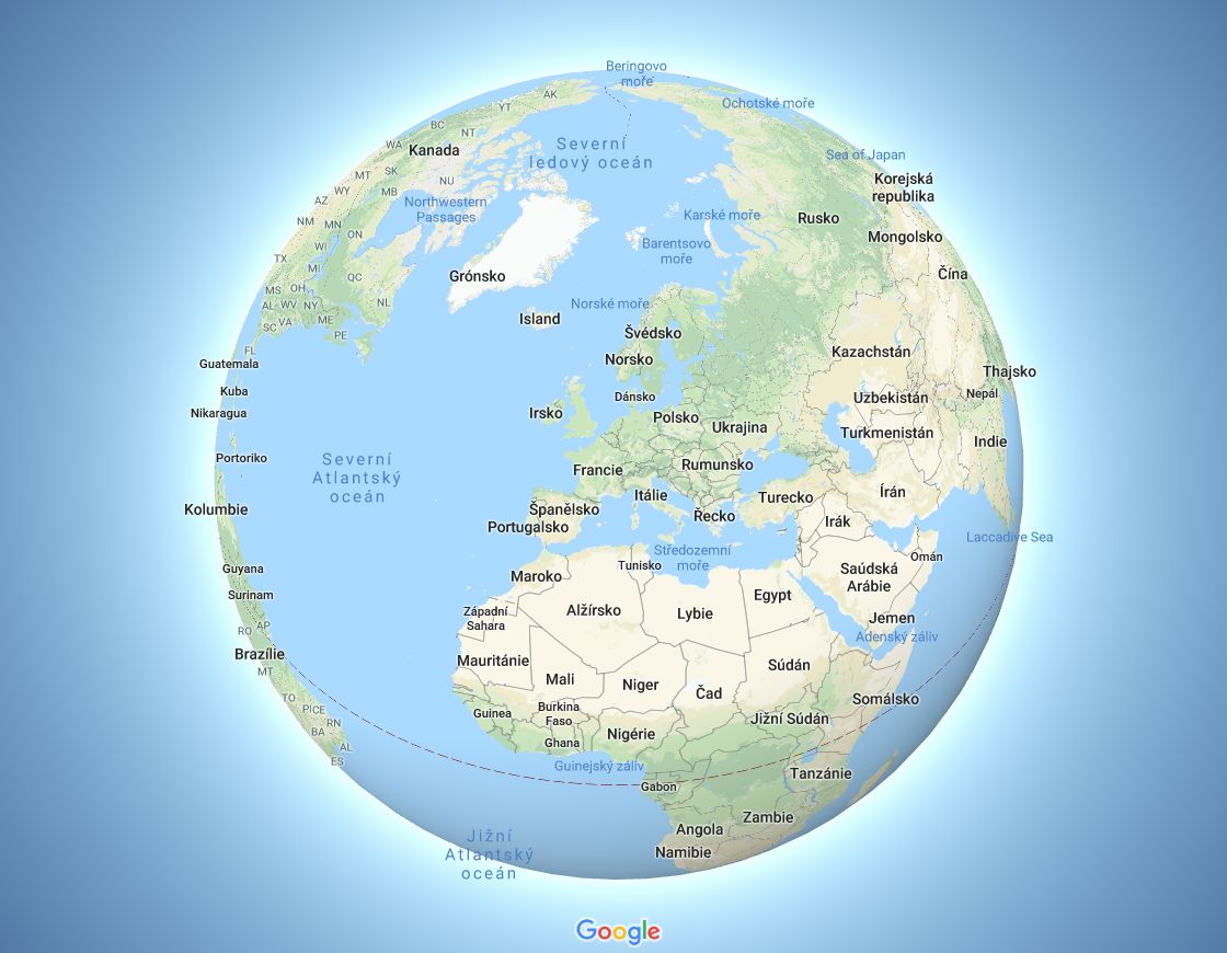 Google Maps nyní zobrazují zemi jako globus