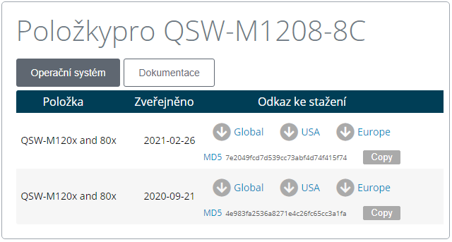 QNAP QSW-M1208-8C – aktualizace
