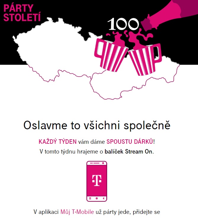 T-Mobile se připojuje k oslavám 100 let republiky se soutěží o stovky zajímavých výher