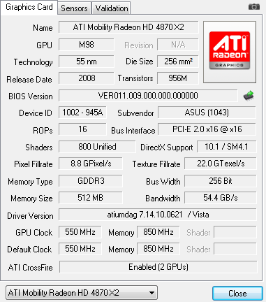 Asus W90 - Radeon HD 4870 X2 v notebooku