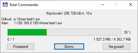 Kopírování na NAS přes 2.5 GbE
