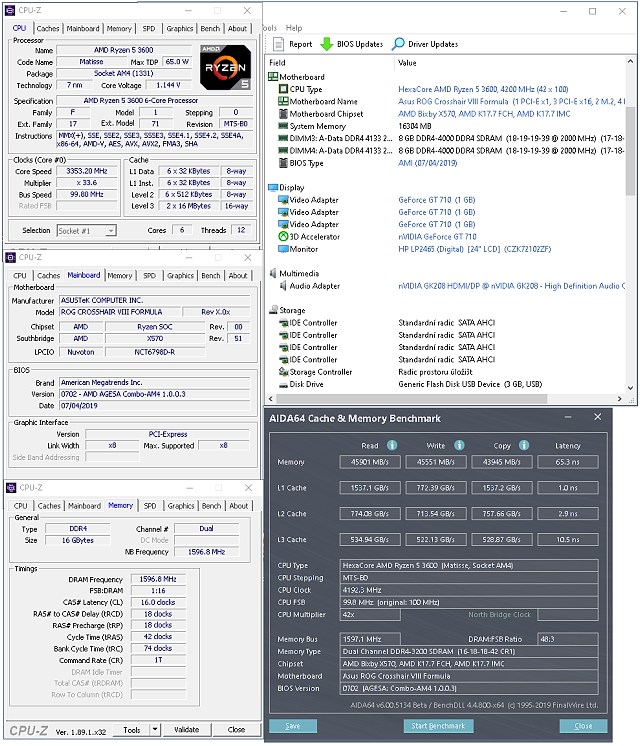 Základní deska Asus Crosshair VIII Formula + Ryzen 5 3600