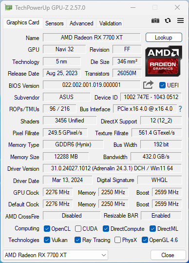 Asus TUF Gaming Radeon RX 7700 XT OC Edition 12GB v testu: luxusní chladič za luxusní cenu