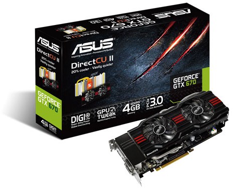 Asus GeForce GTX 670 DirectCU II s pořádným chladičem a 4 GB VRAM