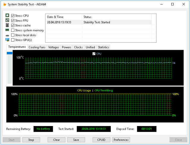 Teplota CPU s vodníkem Corsair po OC (napětí 1,42V)