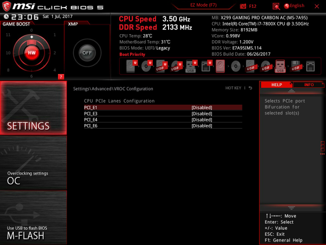 Intel VROC nastavení