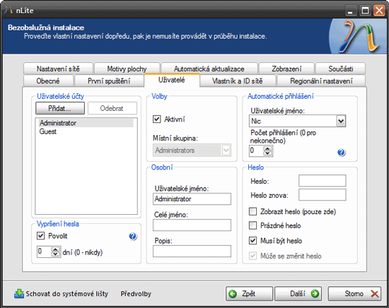 nLite: Instalace Windows XP SP3 na míru