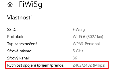 Verze Wi-Fi 6 klienta