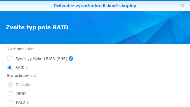 Výběr typu RAID