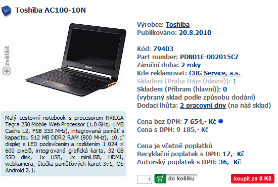 První netbook s Tegrou 2 už je v prodeji