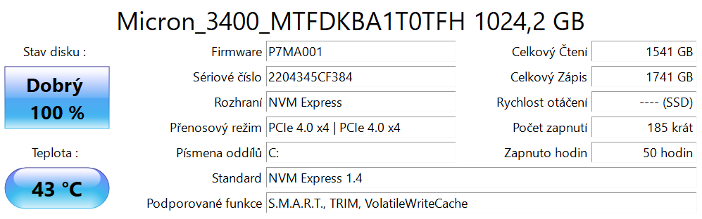 Informace o SSD