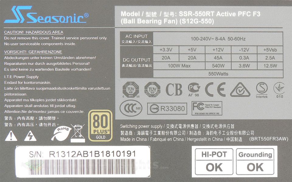 Seasonic S12G 550 W (SSR-550RT): shoří v přetížení?
