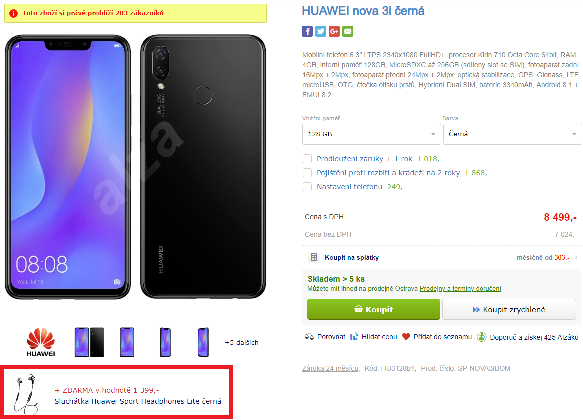 K Huawei Nova 3i dostanete zdarma bezdrátová sluchátka 