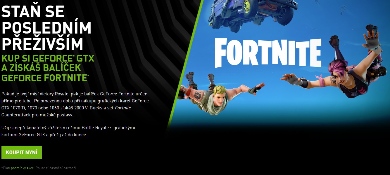 Fortnite Counterattack Set a herní měna ke grafickým kartám GeForce GTX