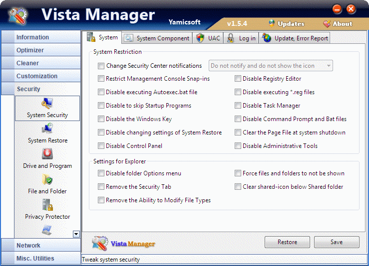 Vista Manager - mocný správce Windows