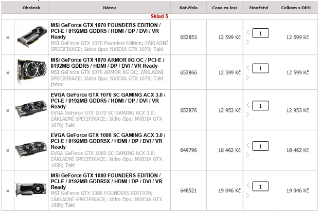GTX 1070 a 1080 za normální ceny v ČR