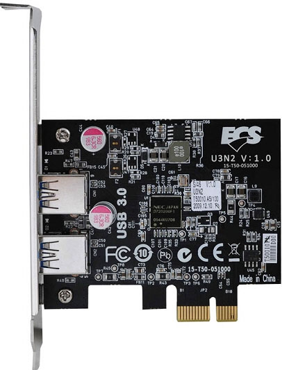 PCI-E x1 rozšíření na USB 3.0 a SATA 6 Gbps od ECS