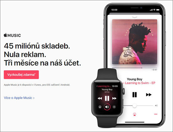 Počet platících uživatelů Apple Music se zvýšil na 45 milionů