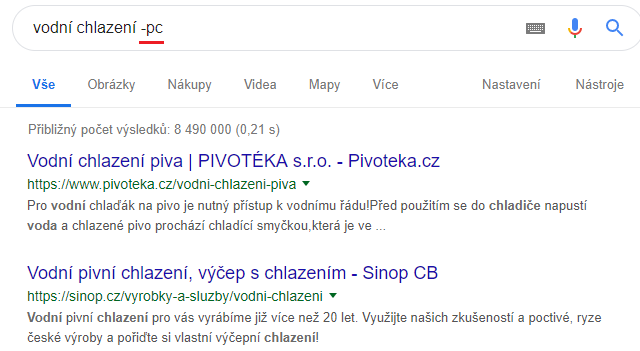 Hledaný text neobsahuje slovo PC