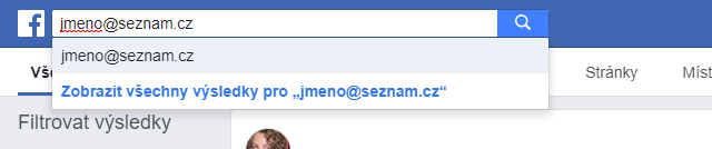 Vyhledání osoby na Facebooku