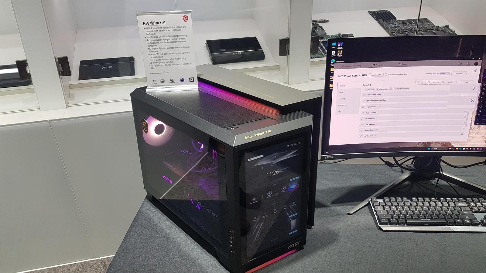 Počítačová sestava MSI Vision X AI má displej integrovaný do předního panelu skříně