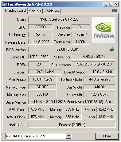 EVGA GeForce GTX 295 - Duální GeForce na jednom PCB