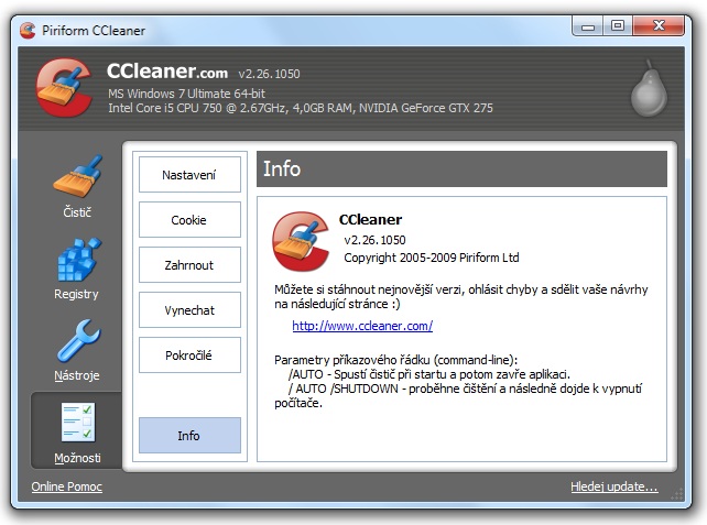 CCleaner - nová verze 2.26.1050