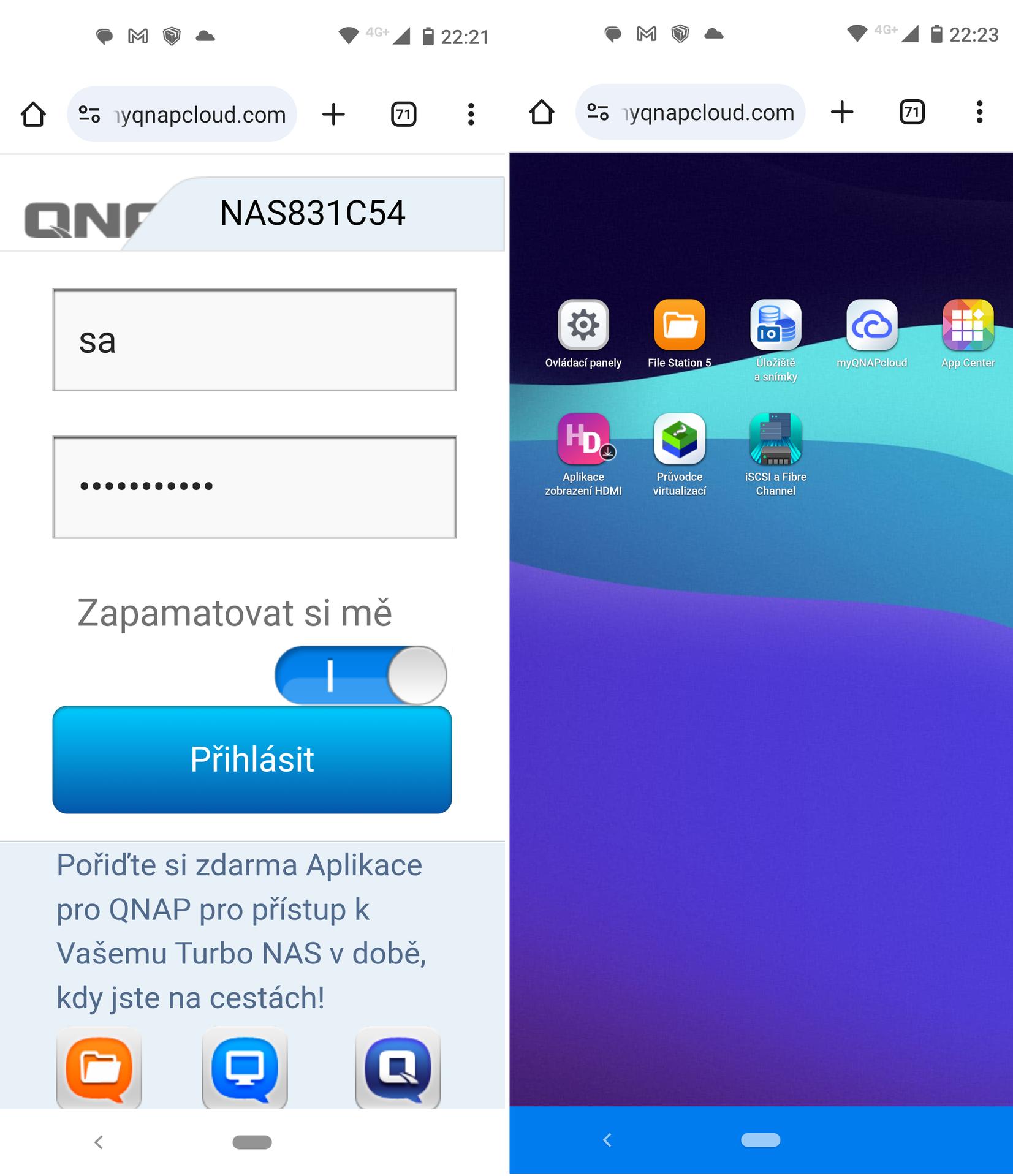Přístup z mobilního telefonu