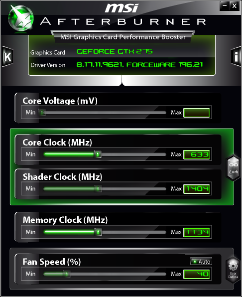 Afterburner a eVGA Precision v nové verzi - pro ovladače 196.21