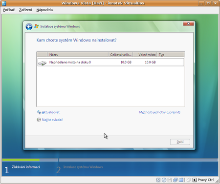 VirtualBox aneb Windows Vista v Linuxu